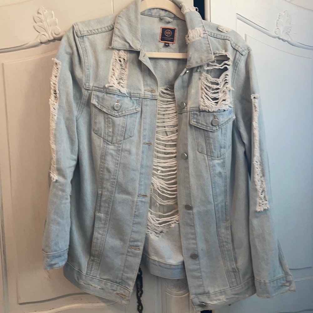 distressed denim jacket